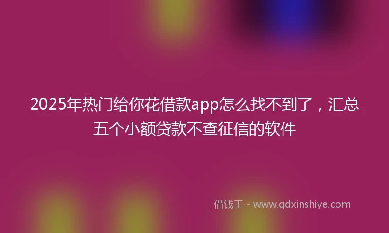 2025年热门给你花借款app怎么找不到了，汇总五个小额贷款不查征信的软件