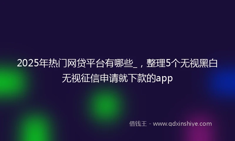 2025年热门网贷平台有哪些_，整理5个无视黑白无视征信申请就下款的app