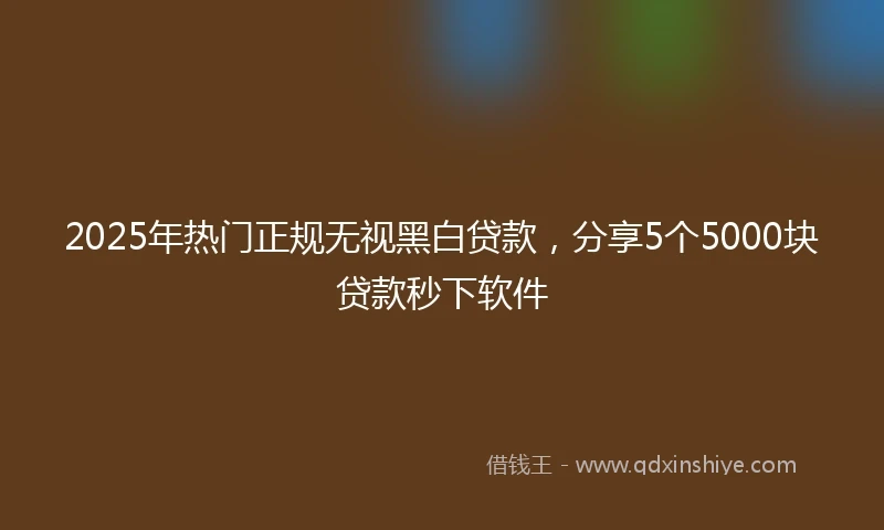 2025年热门正规无视黑白贷款，分享5个5000块贷款秒下软件