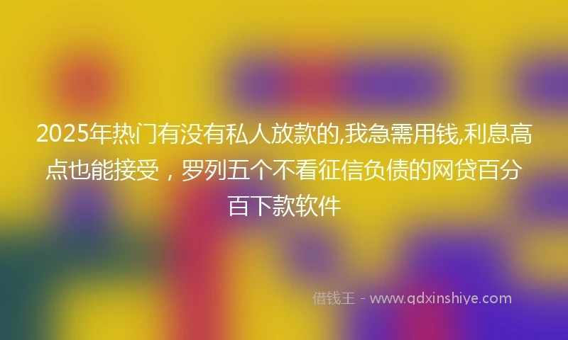 2025年热门有没有私人放款的,我急需用钱,利息高点也能接受，罗列五个不看征信负债的网贷百分百下款软件