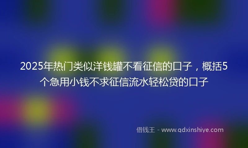 2025年热门类似洋钱罐不看征信的口子，概括5个急用小钱不求征信流水轻松贷的口子
