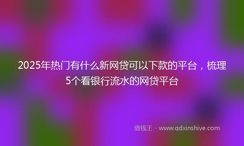 2025年热门有什么新网贷可以下款的平台，梳理5个看银行流水的网贷平台