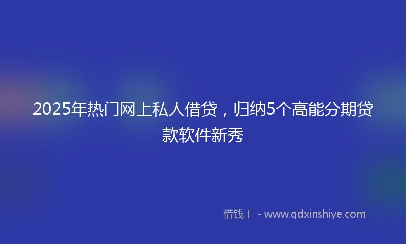 2025年热门网上私人借贷，归纳5个高能分期贷款软件新秀