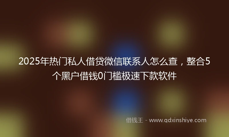 2025年热门私人借贷微信联系人怎么查，整合5个黑户借钱0门槛极速下款软件