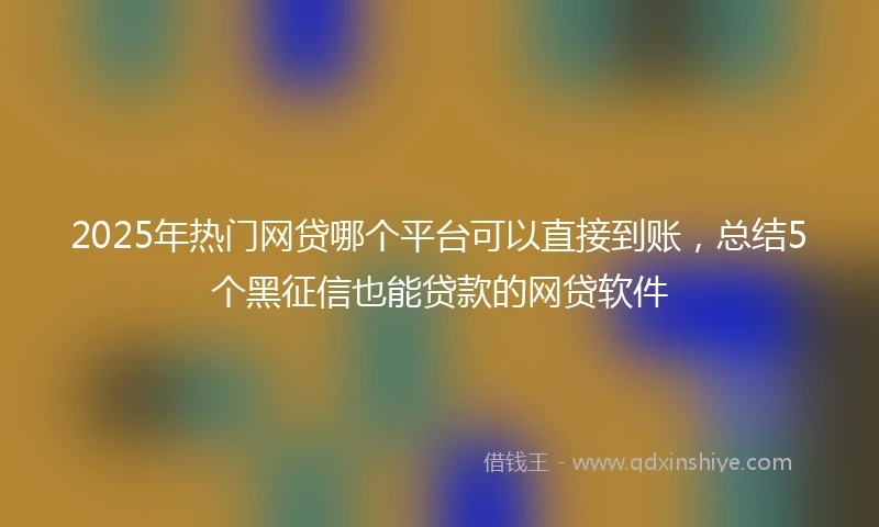 2025年热门网贷哪个平台可以直接到账，总结5个黑征信也能贷款的网贷软件