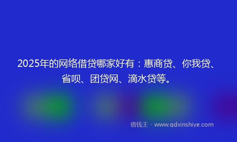 2025年的网络借贷哪家好有：惠商贷、你我贷、省呗、团贷网、滴水贷等。