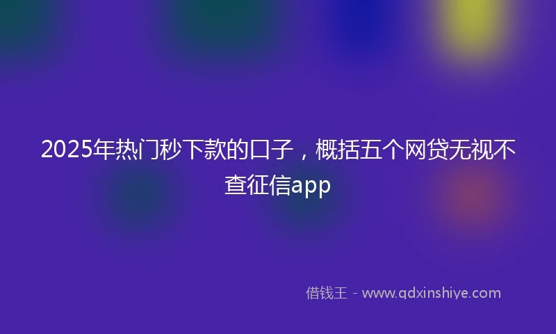 2025年热门秒下款的口子，概括五个网贷无视不查征信app