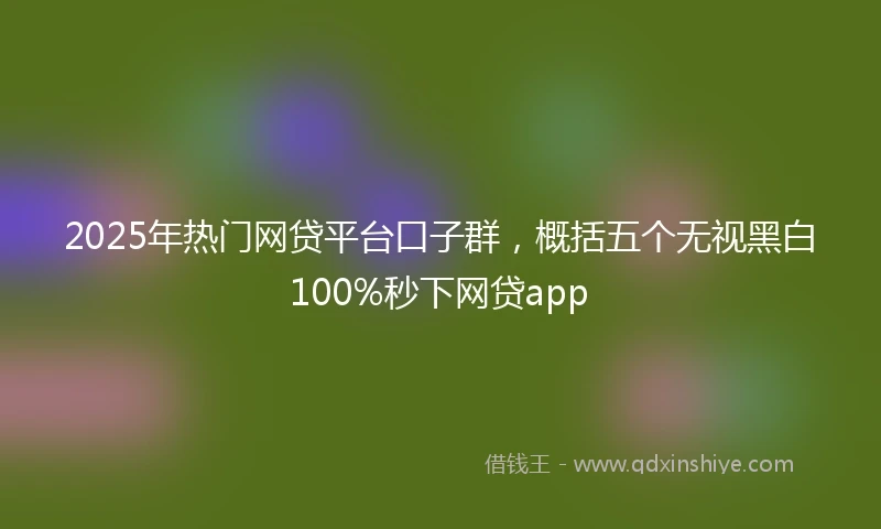 2025年热门网贷平台口子群，概括五个无视黑白100%秒下网贷app