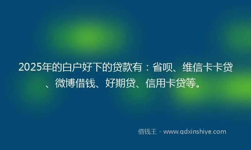 2025年的白户好下的贷款有：省呗、维信卡卡贷、微博借钱、好期贷、信用卡贷等。