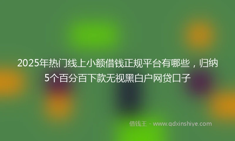 2025年热门线上小额借钱正规平台有哪些，归纳5个百分百下款无视黑白户网贷口子