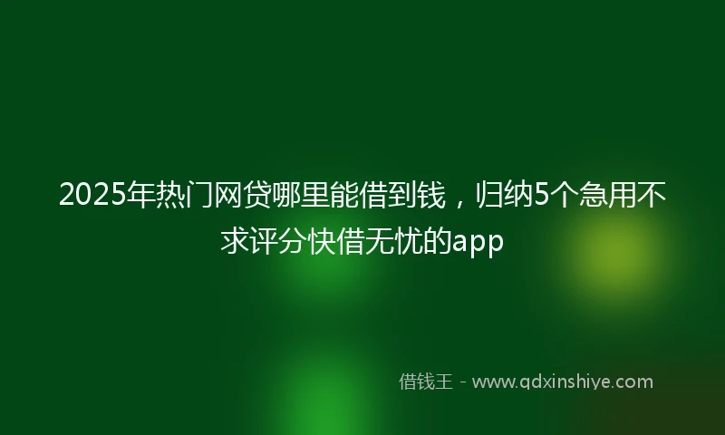 2025年热门网贷哪里能借到钱，归纳5个急用不求评分快借无忧的app