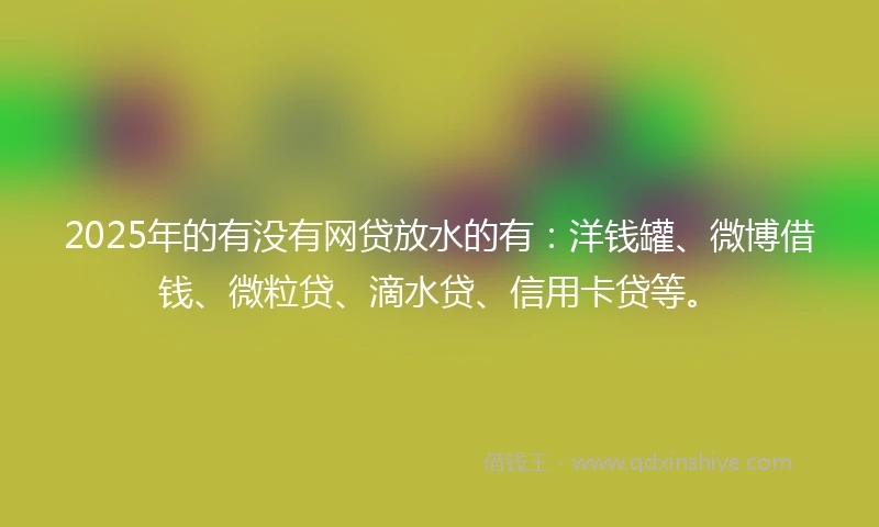 2025年的有没有网贷放水的有：洋钱罐、微博借钱、微粒贷、滴水贷、信用卡贷等。