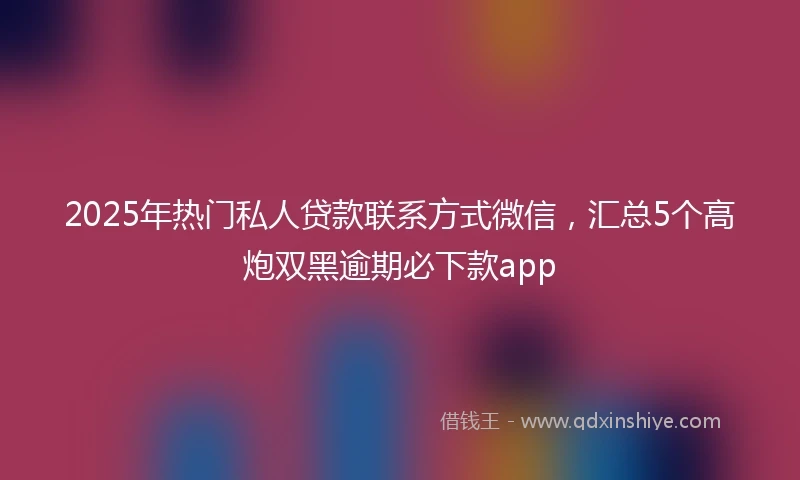 2025年热门私人贷款联系方式微信，汇总5个高炮双黑逾期必下款app