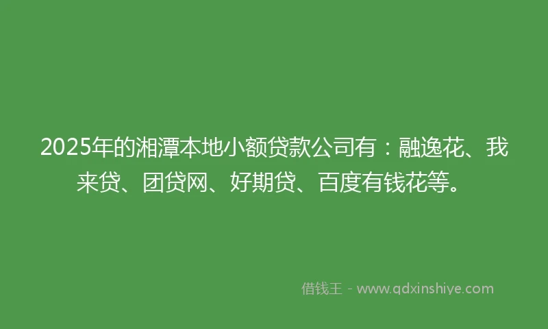 2025年的湘潭本地小额贷款公司有：融逸花、我来贷、团贷网、好期贷、百度有钱花等。