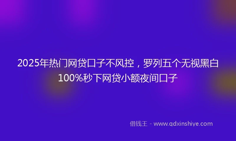 2025年热门网贷口子不风控，罗列五个无视黑白100%秒下网贷小额夜间口子