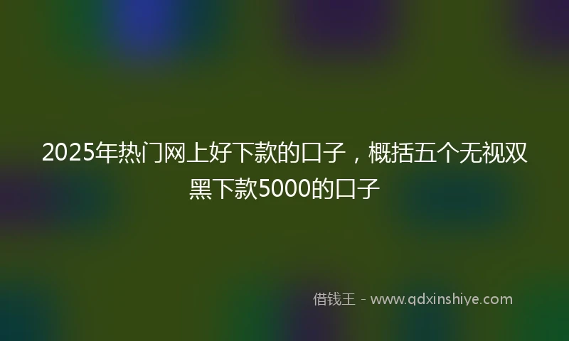 2025年热门网上好下款的口子，概括五个无视双黑下款5000的口子