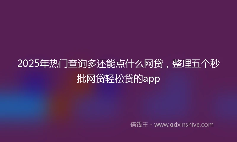 2025年热门查询多还能点什么网贷，整理五个秒批网贷轻松贷的app