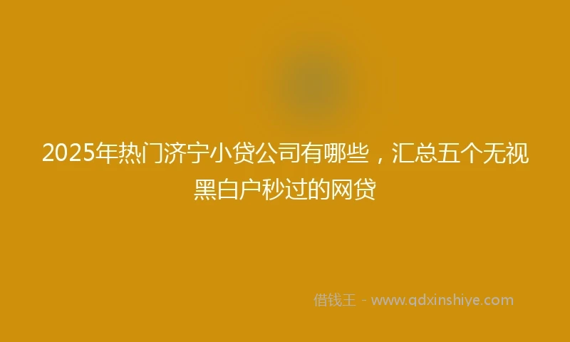 2025年热门济宁小贷公司有哪些，汇总五个无视黑白户秒过的网贷