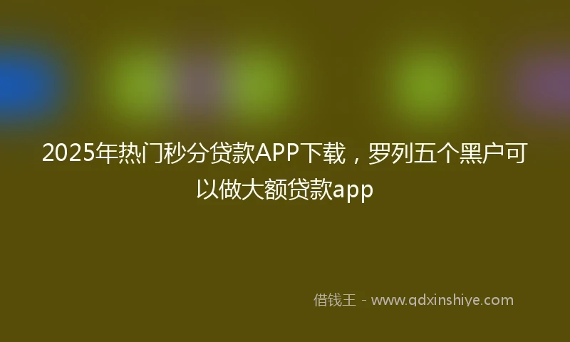 2025年热门秒分贷款APP下载，罗列五个黑户可以做大额贷款app
