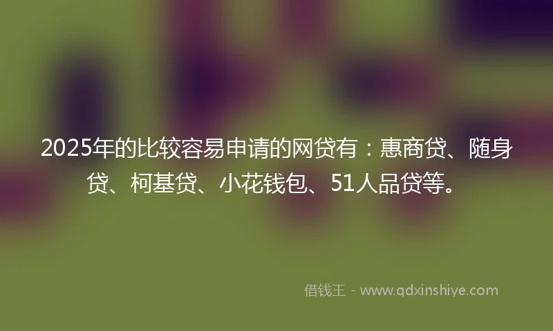 2025年的比较容易申请的网贷有：惠商贷、随身贷、柯基贷、小花钱包、51人品贷等。