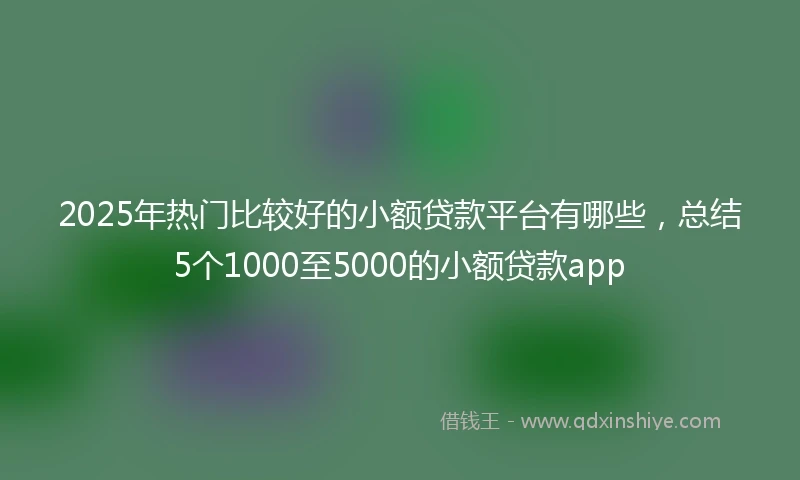 2025年热门比较好的小额贷款平台有哪些，总结5个1000至5000的小额贷款app