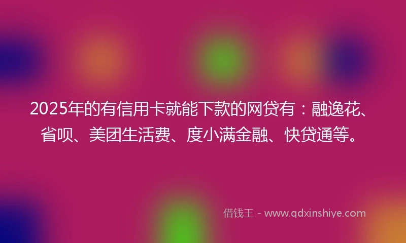2025年的有信用卡就能下款的网贷有：融逸花、省呗、美团生活费、度小满金融、快贷通等。