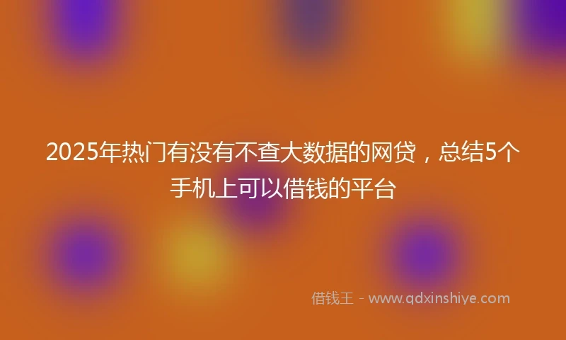 2025年热门有没有不查大数据的网贷，总结5个手机上可以借钱的平台