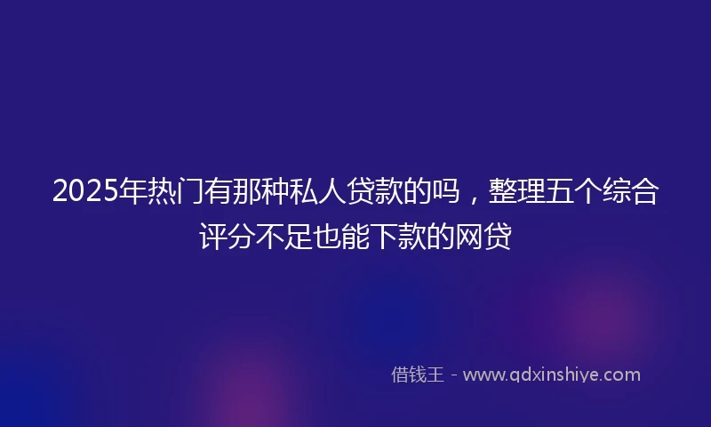 2025年热门有那种私人贷款的吗，整理五个综合评分不足也能下款的网贷