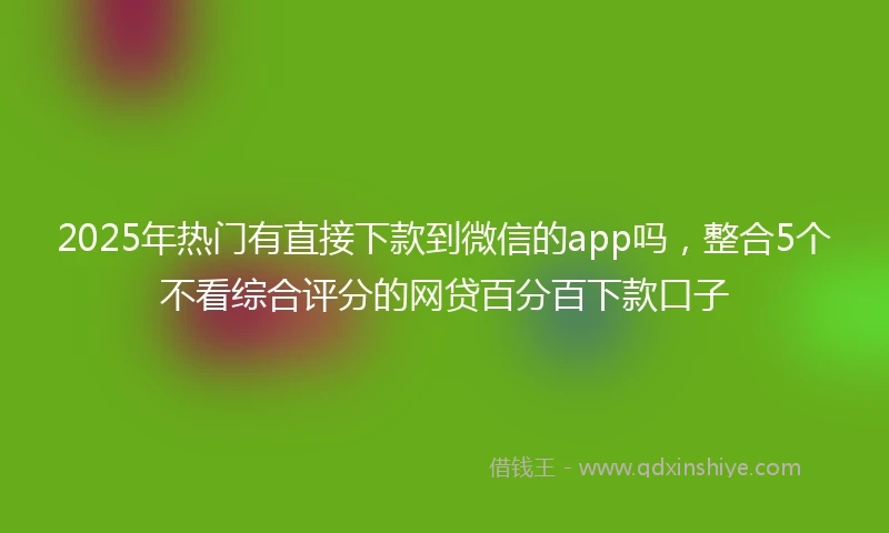 2025年热门有直接下款到微信的app吗，整合5个不看综合评分的网贷百分百下款口子