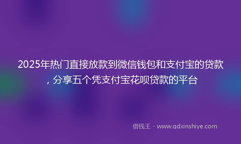 2025年热门直接放款到微信钱包和支付宝的贷款，分享五个凭支付宝花呗贷款的平台