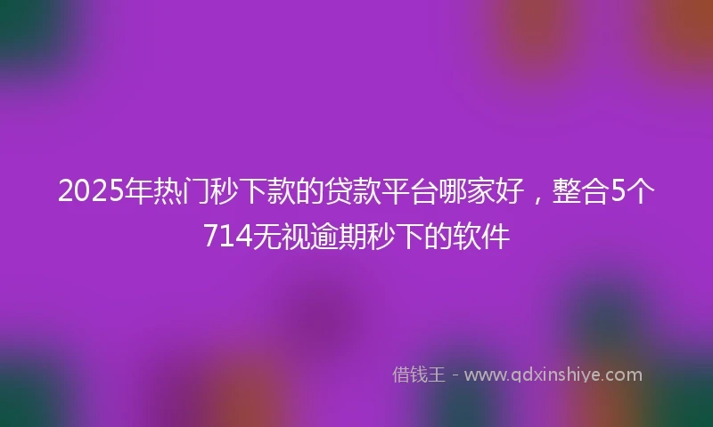 2025年热门秒下款的贷款平台哪家好，整合5个714无视逾期秒下的软件