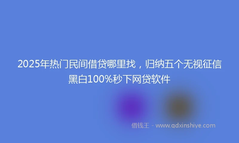 2025年热门民间借贷哪里找，归纳五个无视征信黑白100%秒下网贷软件