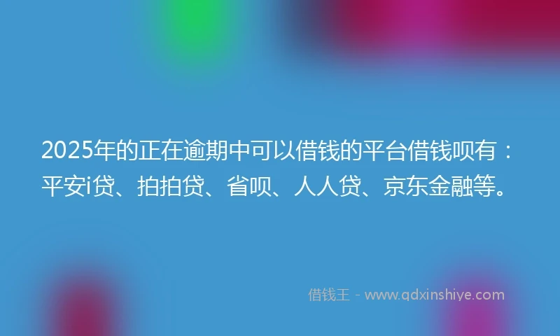 2025年的正在逾期中可以借钱的平台借钱呗有：平安i贷、拍拍贷、省呗、人人贷、京东金融等。