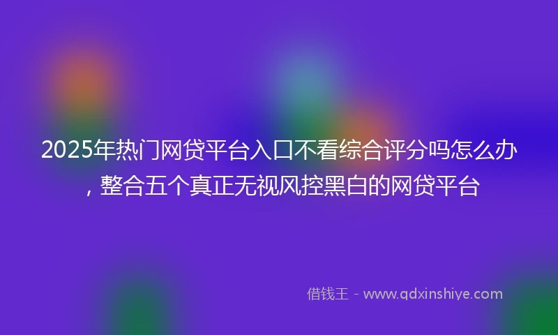 2025年热门网贷平台入口不看综合评分吗怎么办，整合五个真正无视风控黑白的网贷平台
