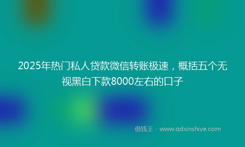 2025年热门私人贷款微信转账极速，概括五个无视黑白下款8000左右的口子