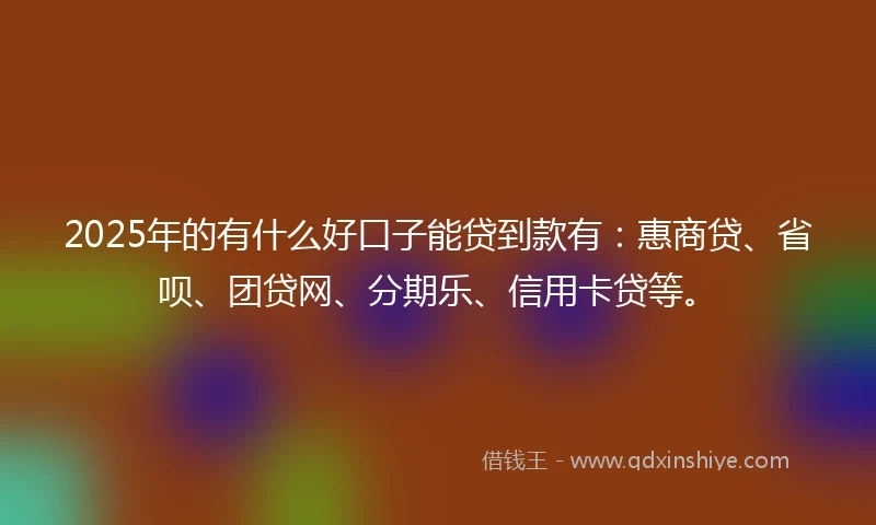 2025年的有什么好口子能贷到款有：惠商贷、省呗、团贷网、分期乐、信用卡贷等。