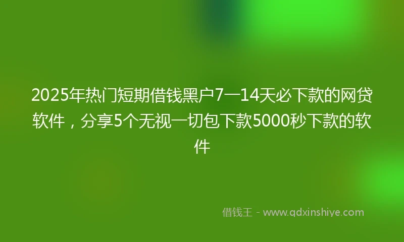 2025年热门短期借钱黑户7一14天必下款的网贷软件，分享5个无视一切包下款5000秒下款的软件