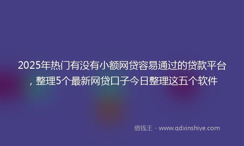 2025年热门有没有小额网贷容易通过的贷款平台，整理5个最新网贷口子今日整理这五个软件