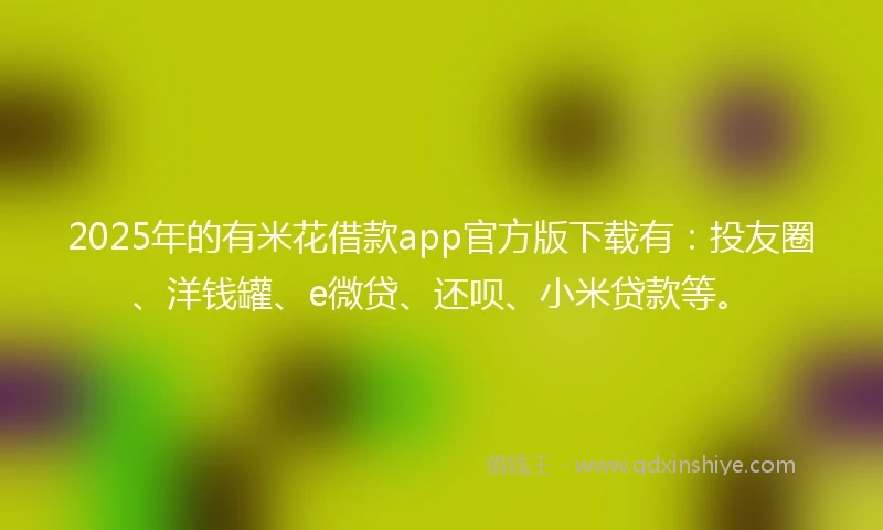 2025年的有米花借款app官方版下载有：投友圈、洋钱罐、e微贷、还呗、小米贷款等。