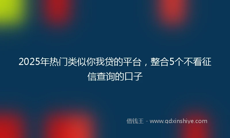 2025年热门类似你我贷的平台，整合5个不看征信查询的口子