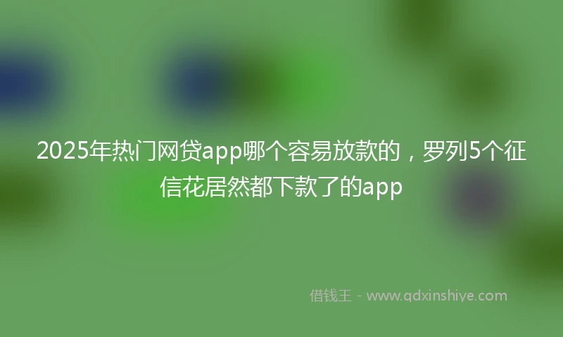 2025年热门网贷app哪个容易放款的，罗列5个征信花居然都下款了的app