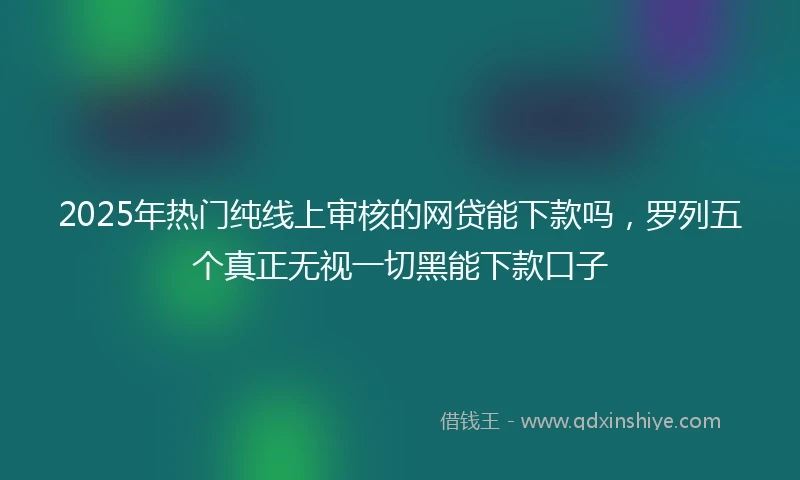 2025年热门纯线上审核的网贷能下款吗，罗列五个真正无视一切黑能下款口子
