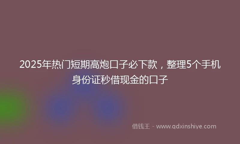 2025年热门短期高炮口子必下款，整理5个手机身份证秒借现金的口子