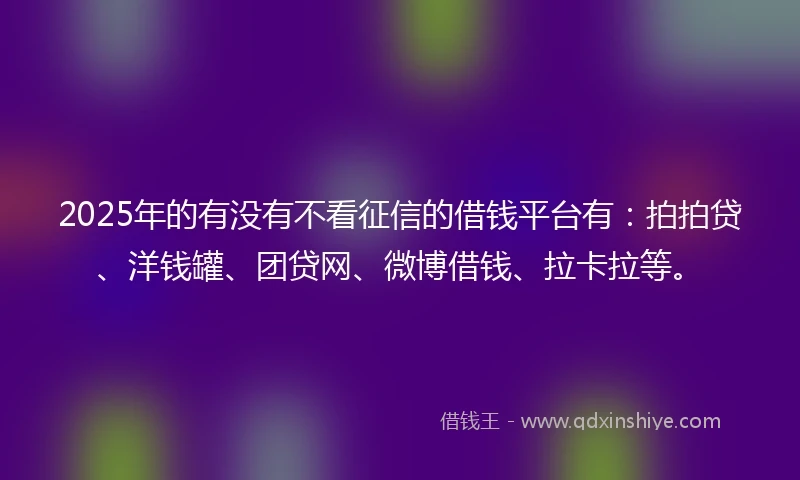 2025年的有没有不看征信的借钱平台有：拍拍贷、洋钱罐、团贷网、微博借钱、拉卡拉等。