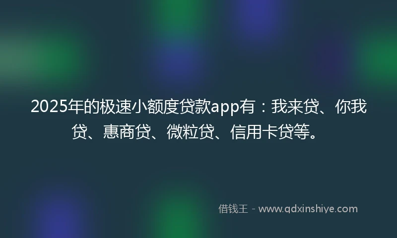 2025年的极速小额度贷款app有：我来贷、你我贷、惠商贷、微粒贷、信用卡贷等。