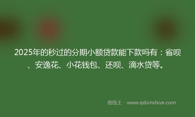 2025年的秒过的分期小额贷款能下款吗有：省呗、安逸花、小花钱包、还呗、滴水贷等。