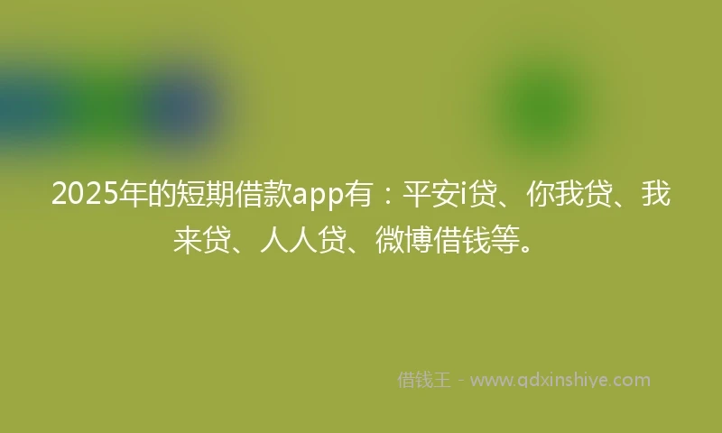 2025年的短期借款app有：平安i贷、你我贷、我来贷、人人贷、微博借钱等。