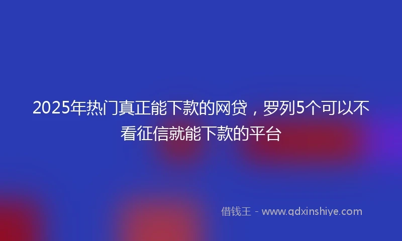 2025年热门真正能下款的网贷，罗列5个可以不看征信就能下款的平台