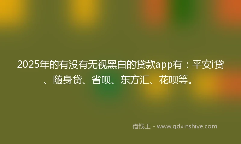 2025年的有没有无视黑白的贷款app有：平安i贷、随身贷、省呗、东方汇、花呗等。