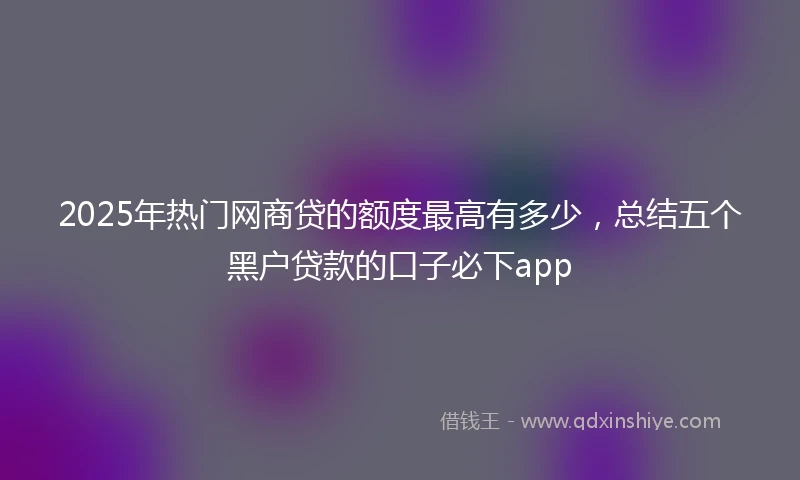 2025年热门网商贷的额度最高有多少，总结五个黑户贷款的口子必下app
